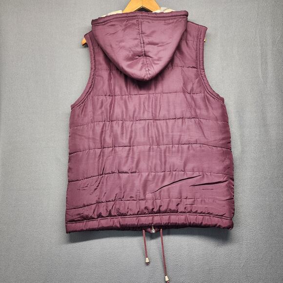 NY News Vest Women Medium Purple Silk Hooded Full Zip Fleece Lined Vtg Y2K - Picture 9 of 10